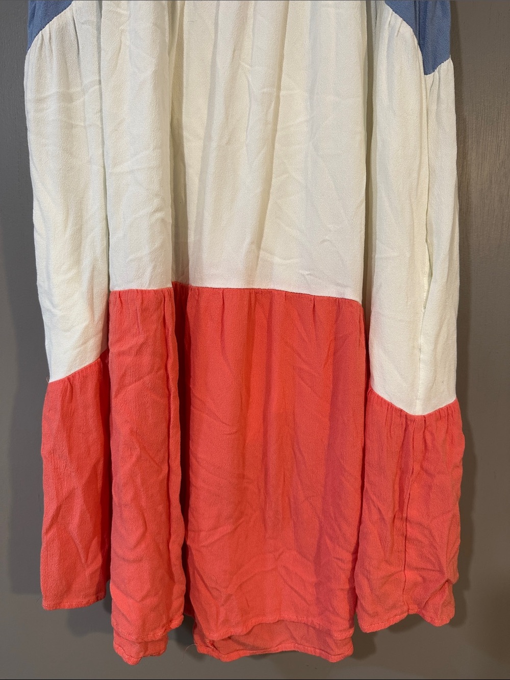 L Love Colorblock Midi Dress Size S Blue Cream Coral Sleeveless Flowy - Picture 5 of 10